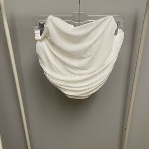 Zip Back Corset Bodyshaper Crop Top Strapless Open Back Boned Mesh